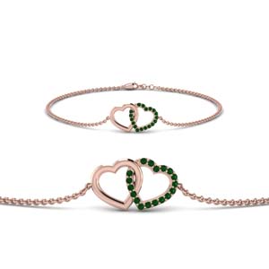 Heart Interlocked Emerald Bracelet