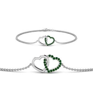 heart interlocked emerald bracelet in FDBRC8649HTGEMGRANGLE1 NL WG