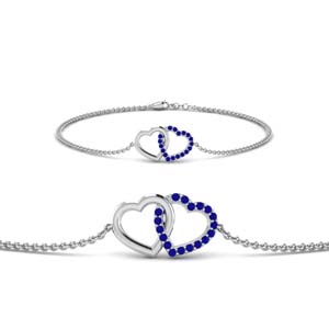 Heart Interlocked Sapphire Bracelet