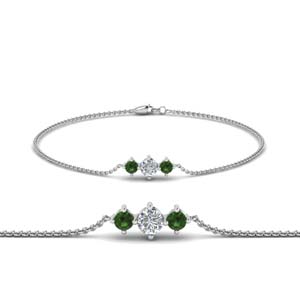 3 stone bracelet for mothers with emerald in FDBRC8693GEMGRMD NL WG