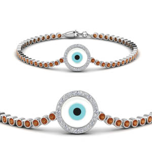 Orange Sapphire Evil Eye Bezel Bracelet