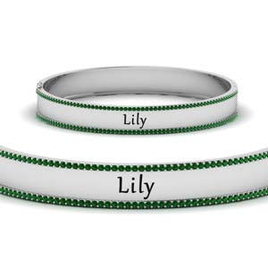 Emerald Bangle Bracelet With Name