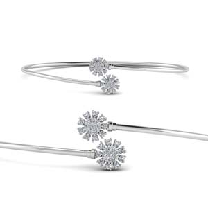 Diamond Flower Open Bracelet