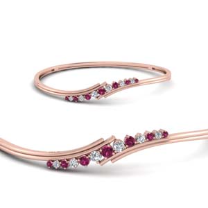 Thin Pink Sapphire Bangle Bracelet