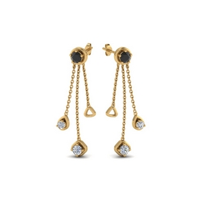 chain drop earring with black diamond in 14K yellow gold FDCMJ28251EGBLACKANGLE1 NL YG