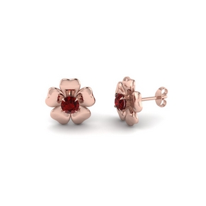 ruby flower earrings