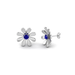 fancy flower sapphire stud earring in FDEAR1083GSABL NL WG