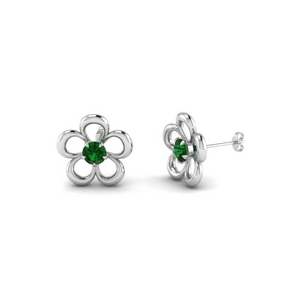 Flower Emerald Stud Earring
