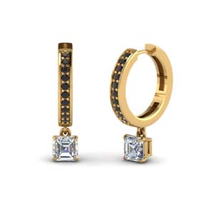 asscher cut black diamond hoops earrings in 14K yellow gold FDEAR1161ASGBLACK NL YG GS
