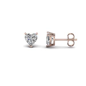 One Carat Heart Diamond Stud Earring