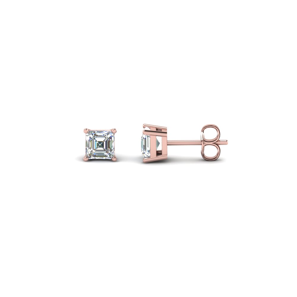 Mens 14k White Gold Diamond Princess Cut Stud Earrings 1 3 Carat