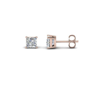 1 Carat Princess Cut Diamond Earring