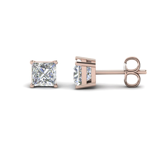 Princess Cut 4 Carat Diamond Earrings In 14K Rose Gold | Fascinating ...