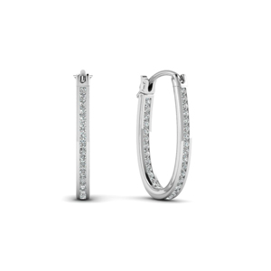 0.50Ct Created Diamond 14k White Gold Round Cut Huggie Hoop Earrings 0.5" 