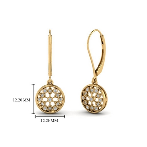 14k Yellow Gold Rose Dangle Earrings Long Chain Flower Hanging Diamond Cut Solid 14k Yellow Gold Rose Dangle Earrings Long Chain Flower Hanging Diamond Cut Solid