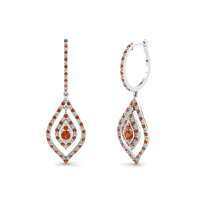 Orange Sapphire Dangle Earrings 