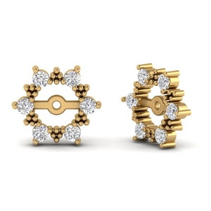 diamond earring jackets yellow gold