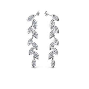 Sterling Silver Jewelry By CS-DB Nature Individuality Clear Round Cubic Zirconia Leaf Shape Stud Earrings Sterling Silver Jewelry By CS-DB Nature Individuality Clear Round Cubic Zirconia Leaf Shape Stud Earrings