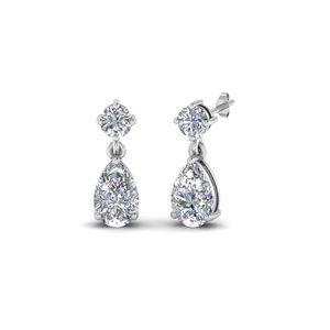 pear drop diamond earring in 950 Platinum FDEAR8386 NL WG
