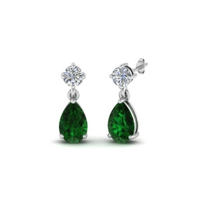 Pear Drop Emerald Stud Earring
