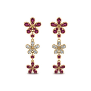 Pink Sapphire Floral Drop Earring