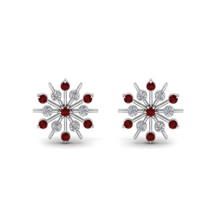 Snowflake Stud Earring With Ruby