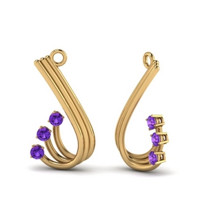 Curved Earring Jacket With Purple Topaz