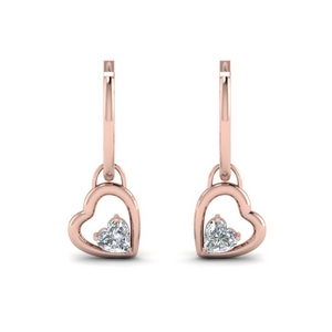 small hoop diamond heart drop earring in 14K rose gold FDEAR8852 NL RG