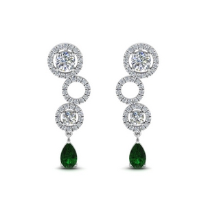 Circle Pear Drop Emerald Earring