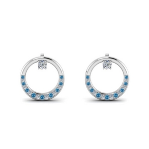 Open Circle Stud Earring With Topaz