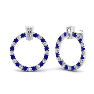 Circle Stud Earring With Sapphire