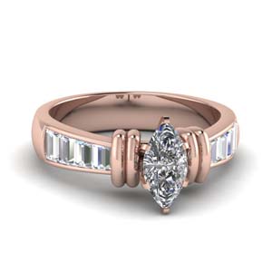 Marquise Solitaire Rings With Accents