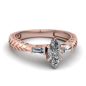 Marquise Shaped 3 Stone Lab Diamond Rings
