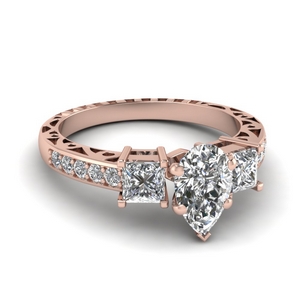 pear shaped vintage 3 stone diamond engagement ring in FDENR1816PER NL RG.jpg