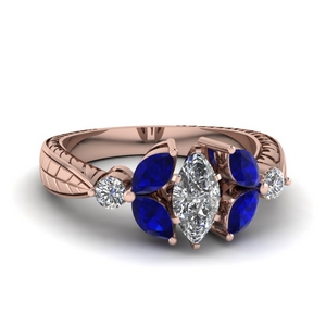 Marquise Petal Sapphire Ring