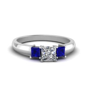 Princess Cut Sapphire 3 Stone Rings