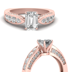 Channel Set Emerald Cut Engagement Rings