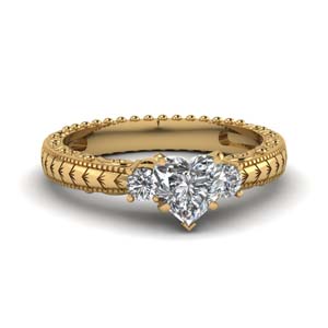 Heart Cut 3 Stone Engagement Rings