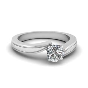 Twisted Man Made Diamond Solitaire Ring