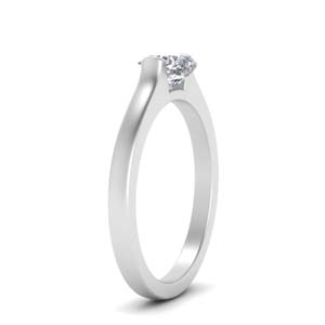 Half Bezel Cushion Cut Diamond Engagement Ring In 14K White Gold