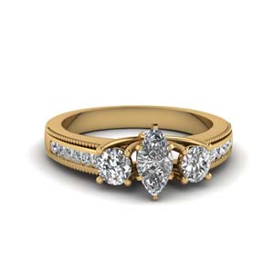 3 Stone Milgrain Diamond Ring