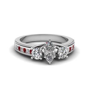 3 Stone Milgrain Diamond Ring
