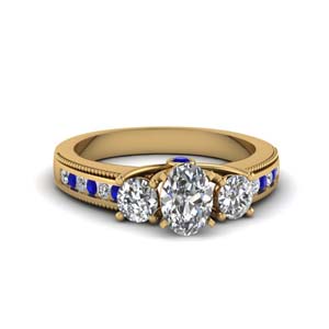 Oval Shaped Diamond & Sapphire Rings