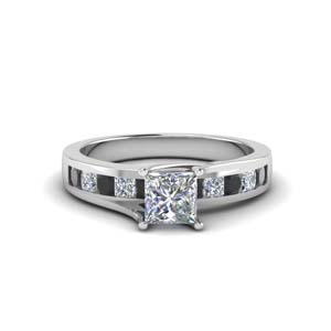 princess cut engagement rings with black diamond accents