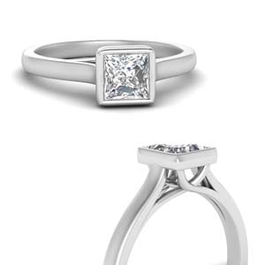 bezel set trellis princess cut solitaire diamond ring in FDENR7815PRRANGLE3 NL WG