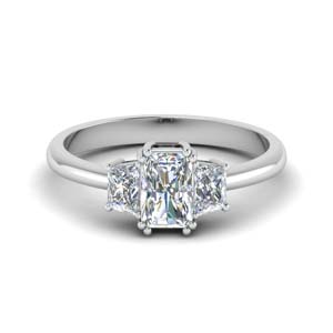 Radiant Cut 3 Stone Ring With Trapezoid