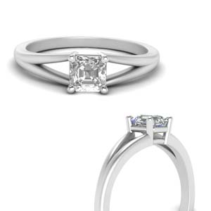 Split Shank Solitaire Asscher Diamond Ring