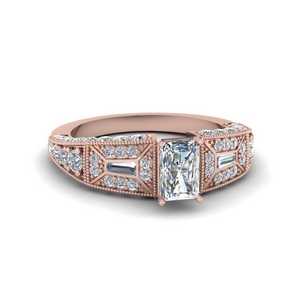 radiant cut victorian vintage style diamond engagement ring in FDENR8601RAR NL RG