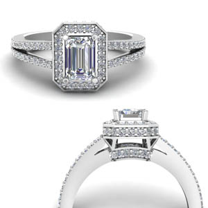 Emerald Cut Halo Engagement Rings