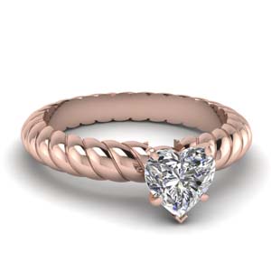 Heart Shaped Rope Solitaire Ring